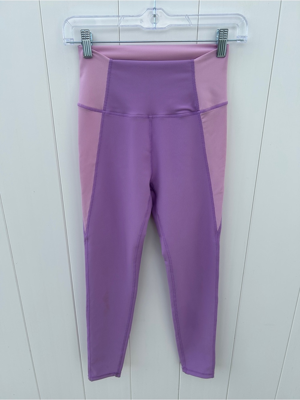 Girls' Two-Tone Lilac High-Waist Active Leggings